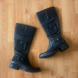 Timberland Black Riding Leather Boots with Calf Pockets